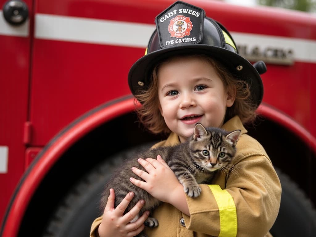 Child character as a firefighter